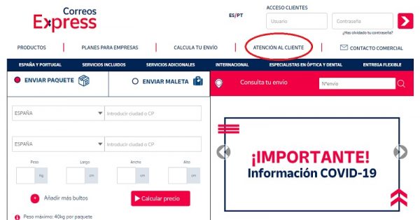 Teléfono Correos Express